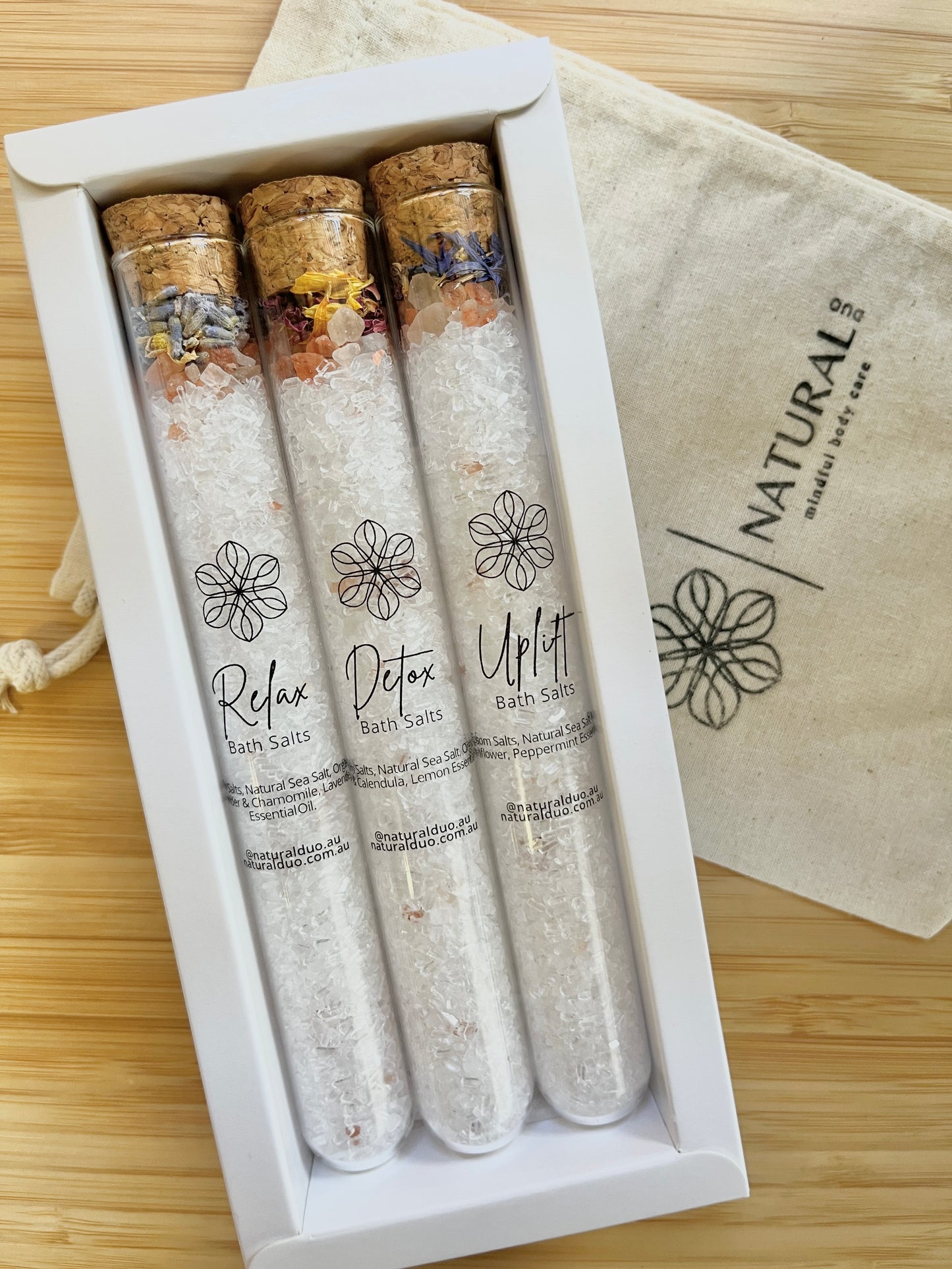 Spa in a Box Gift set - 3 Bath Salt tubes
