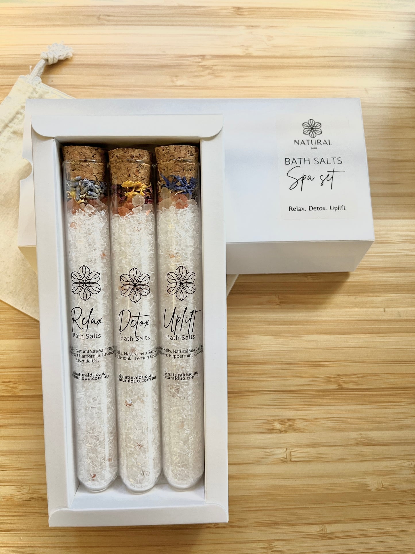 Spa in a Box Gift set - 3 Bath Salt tubes