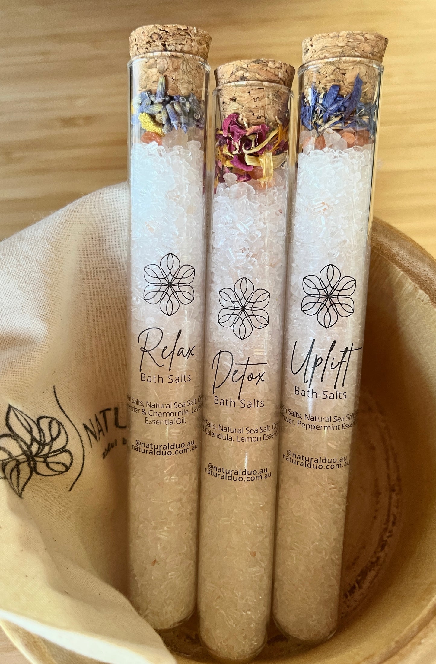 Spa in a Box Gift set - 3 Bath Salt tubes x3