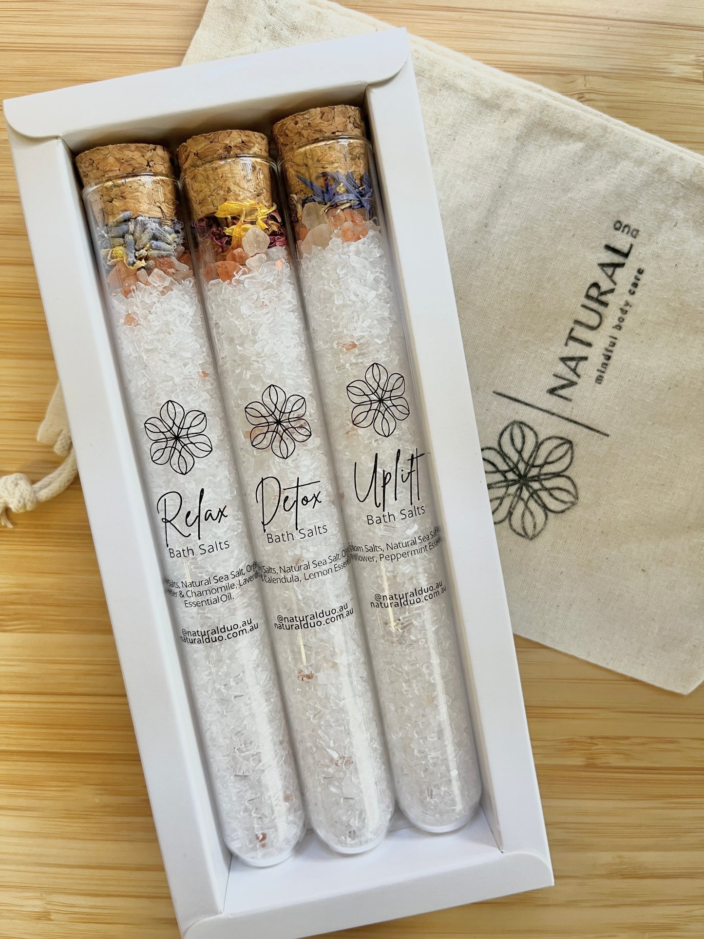 Spa in a Box Gift set - 3 Bath Salt tubes x3